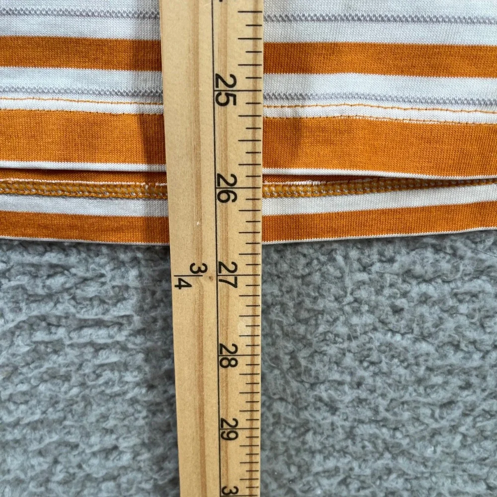 Banana Republic Mens Fitted Pima Polo Shirt Large Orange White Striped Cotton